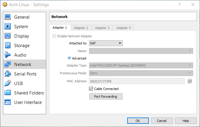 VirtualBox port forwarding